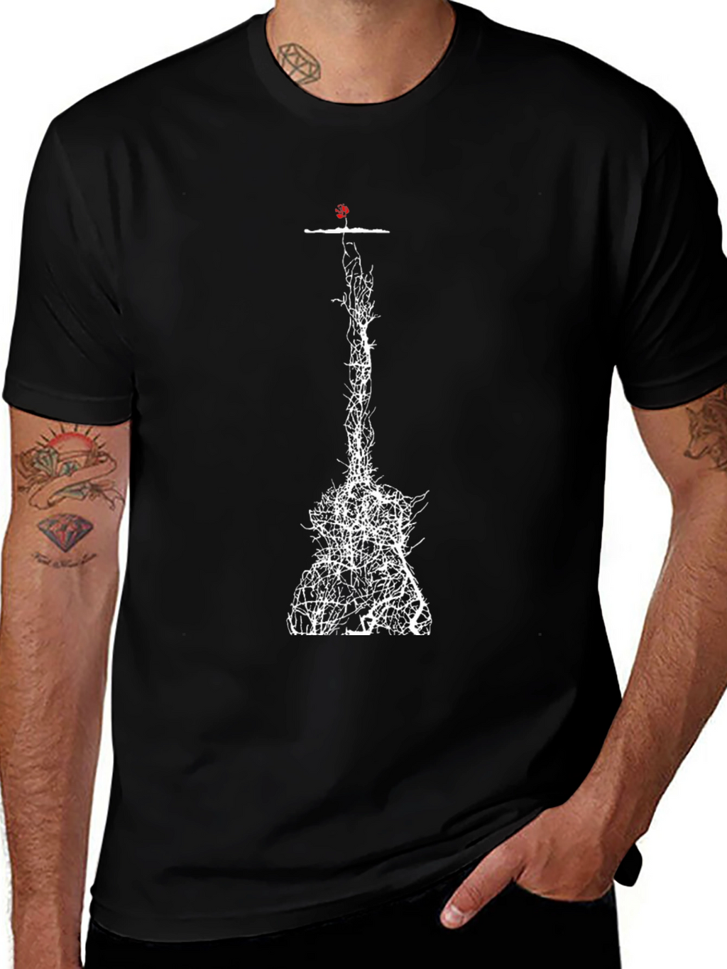 Abstract Tree Guitar Black T-Shirt