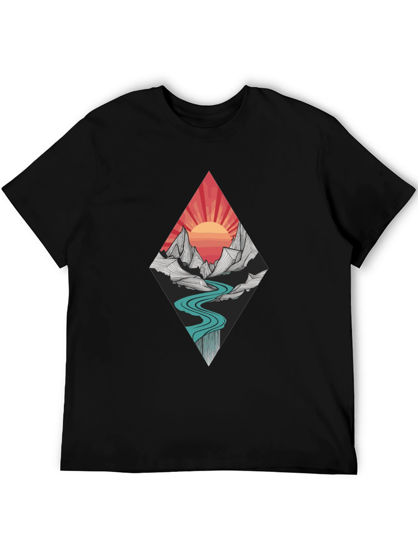 Mountain Sunset Graphic Tee - Black