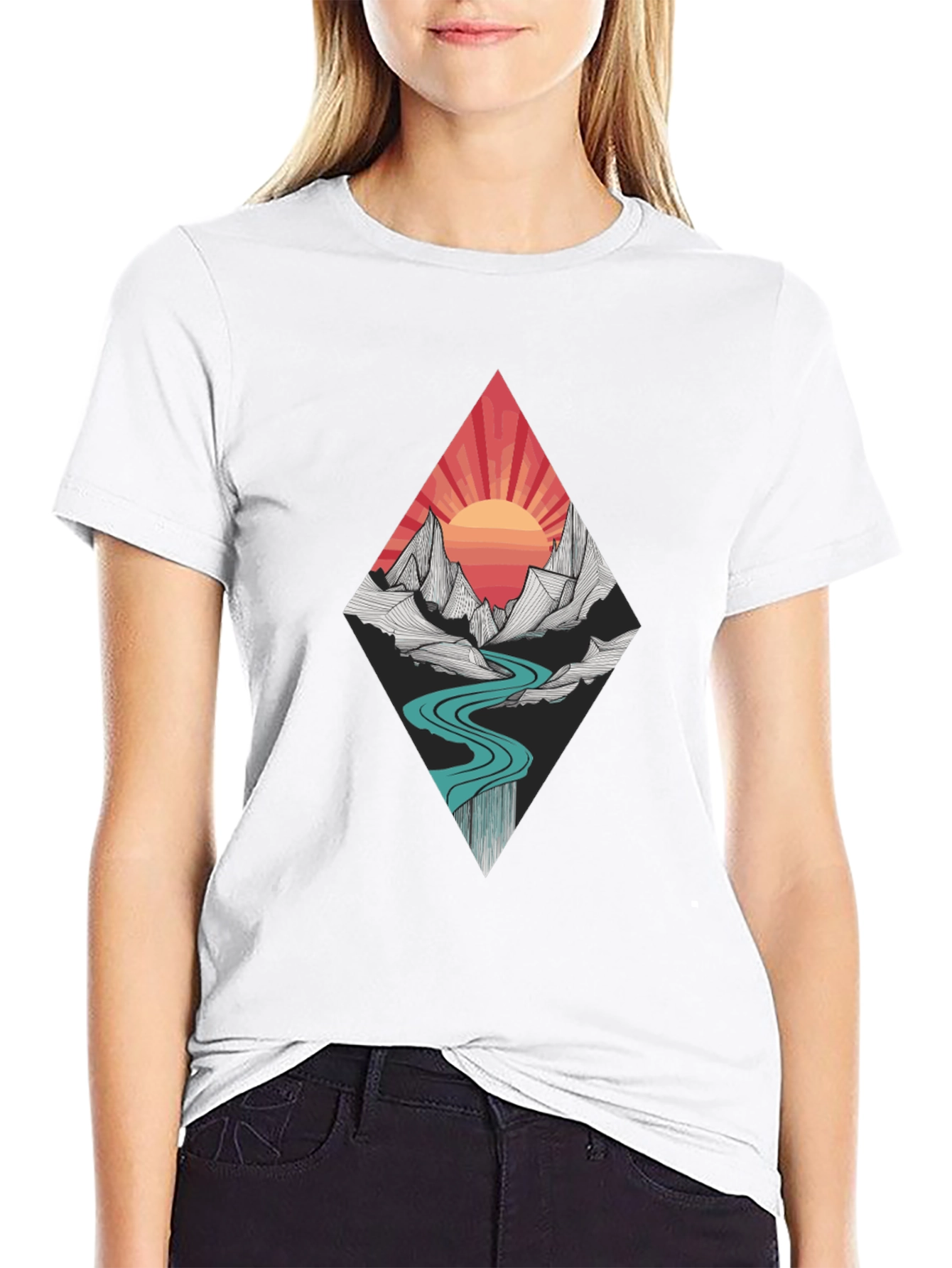 Mountain Sunset Graphic Tee - Black
