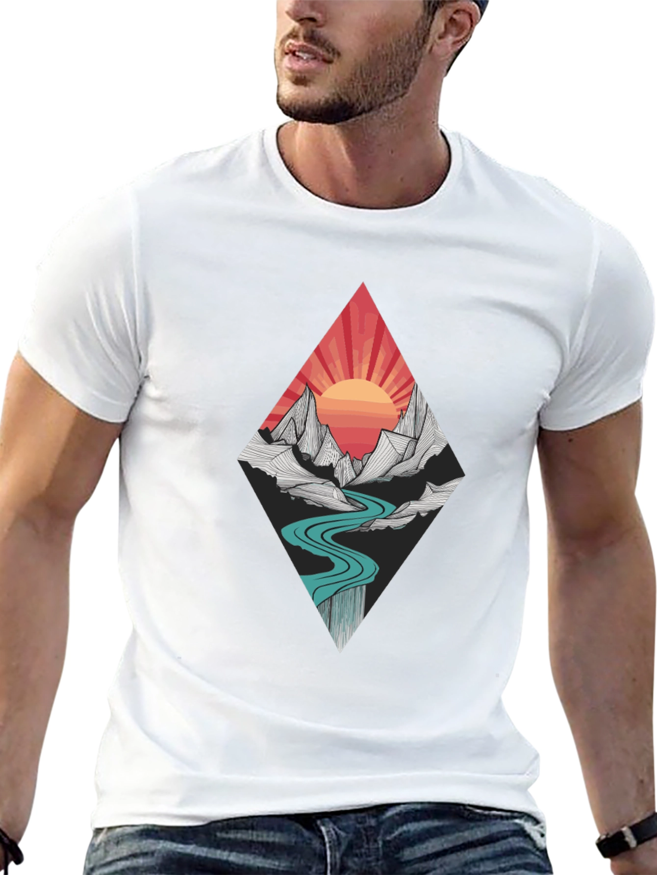 Mountain Sunset Graphic Tee - Black