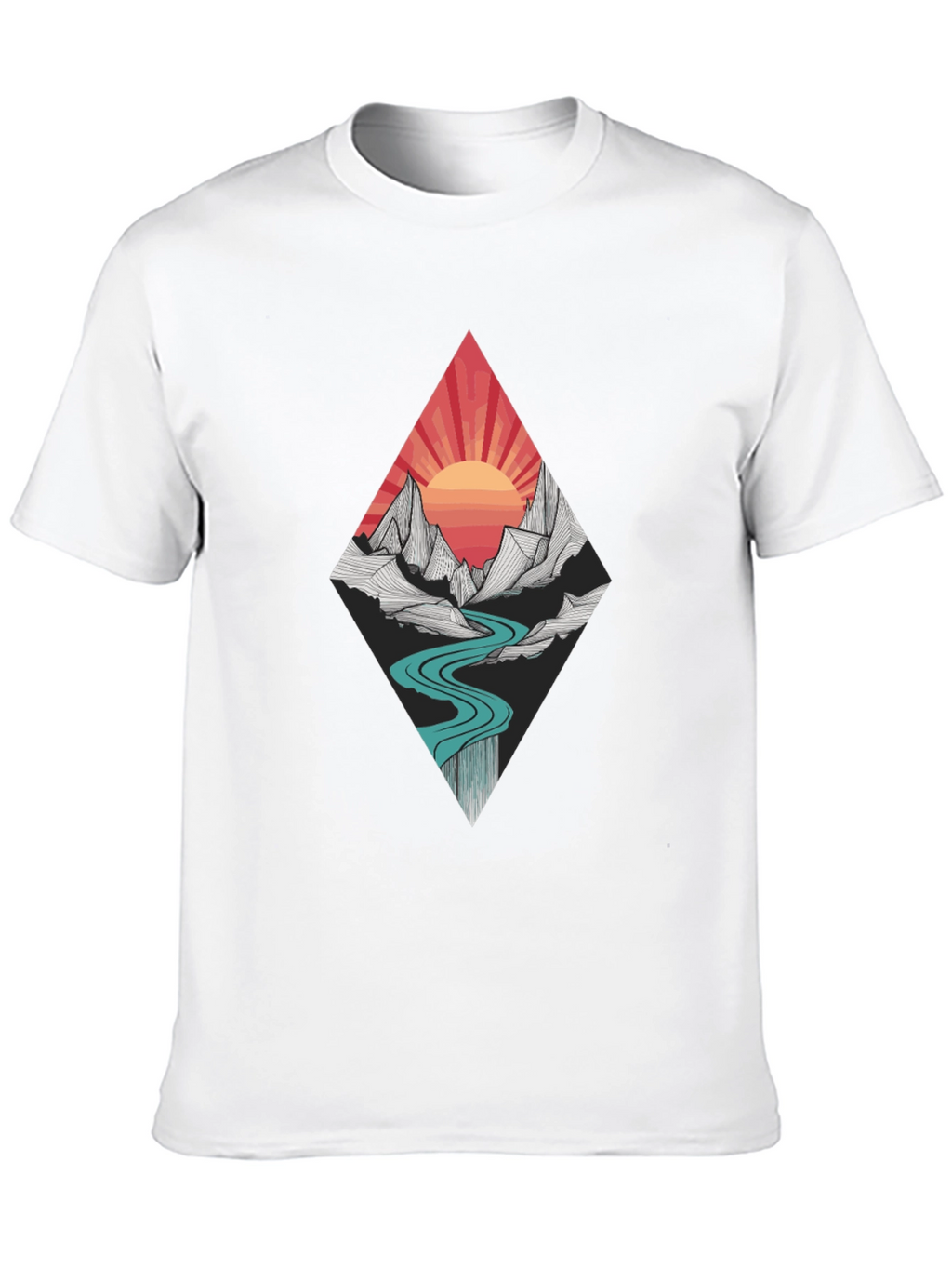 Mountain Sunset Graphic Tee - Black