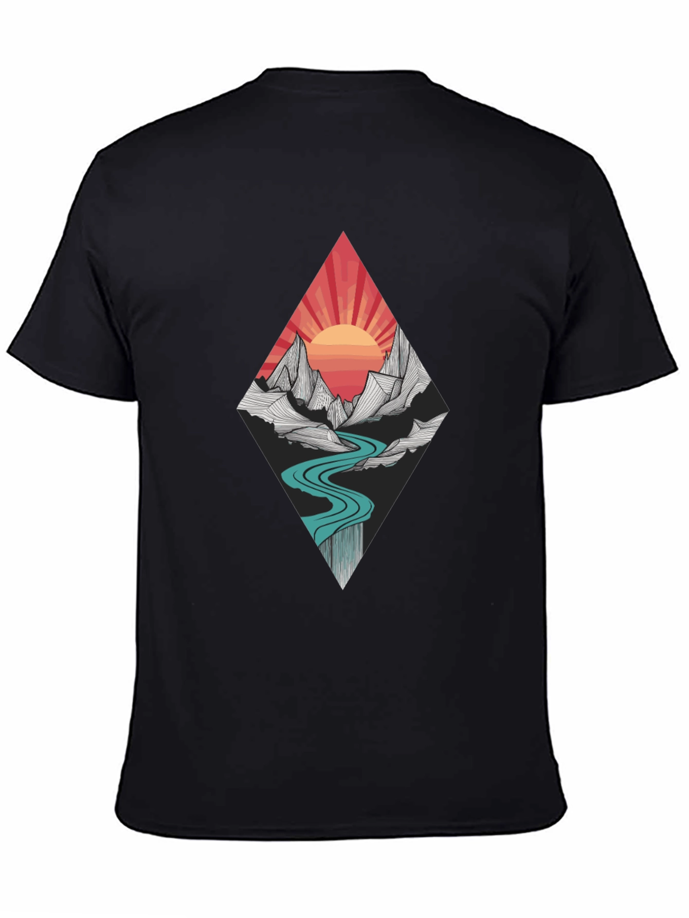 Mountain Sunset Graphic Tee - Black