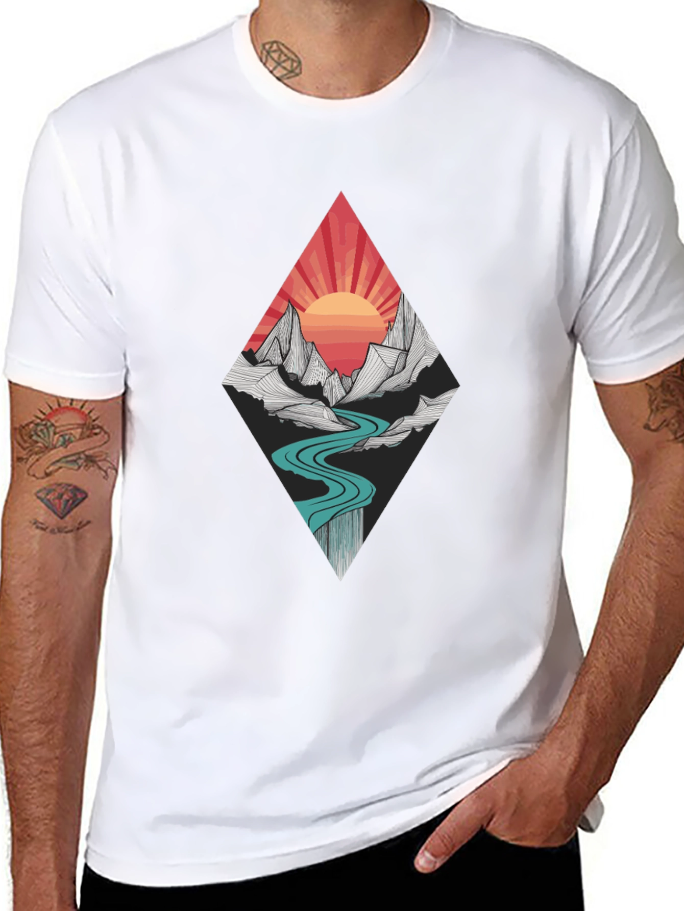 Mountain Sunset Graphic Tee - Black