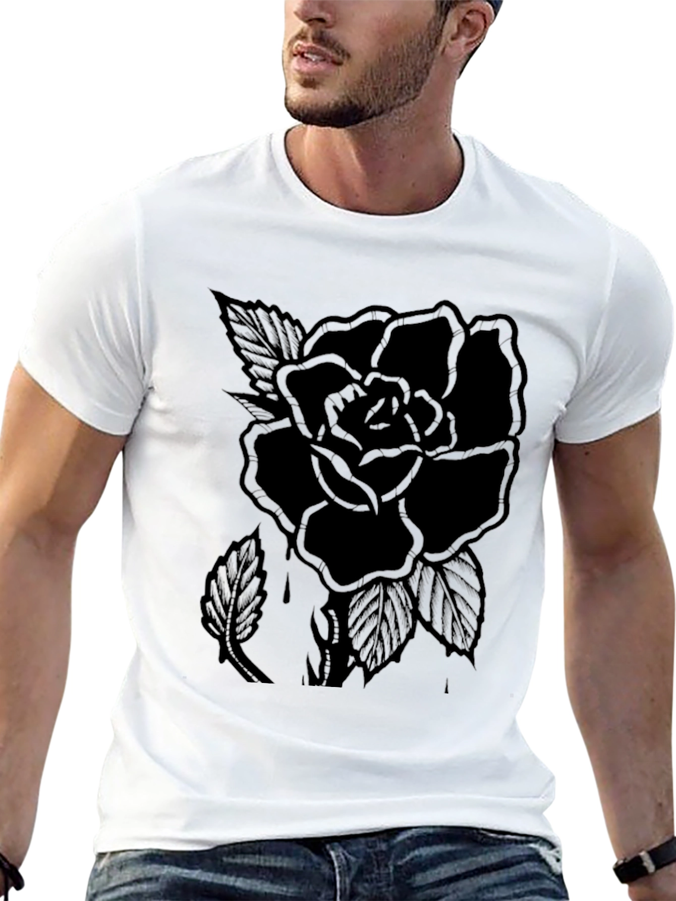 Black Rose Graphic Tee - Mens Classic Fit