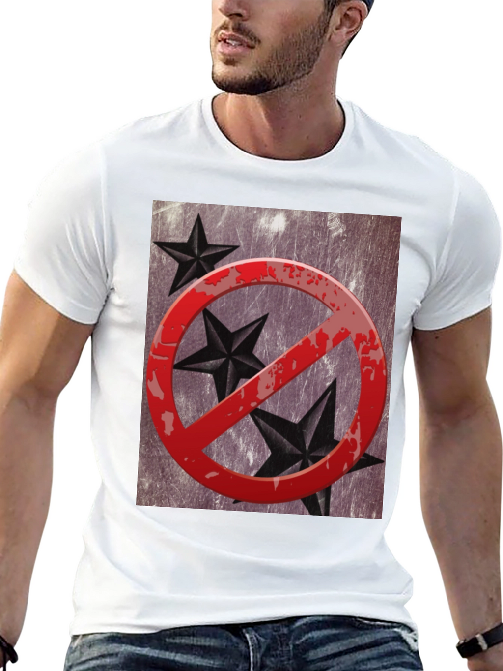 No Stars Graphic T-Shirt - Grunge Style Black Tee