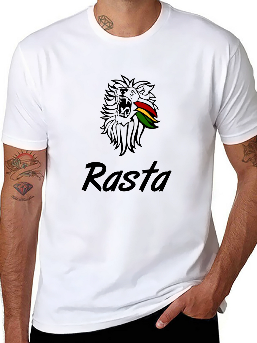 Rasta Lion Graphic Tee - Black