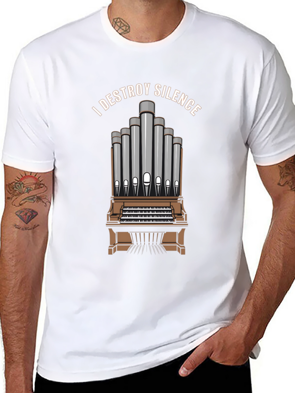 I DESTROY SILENCE T-Shirt Organ Player Musician Tee