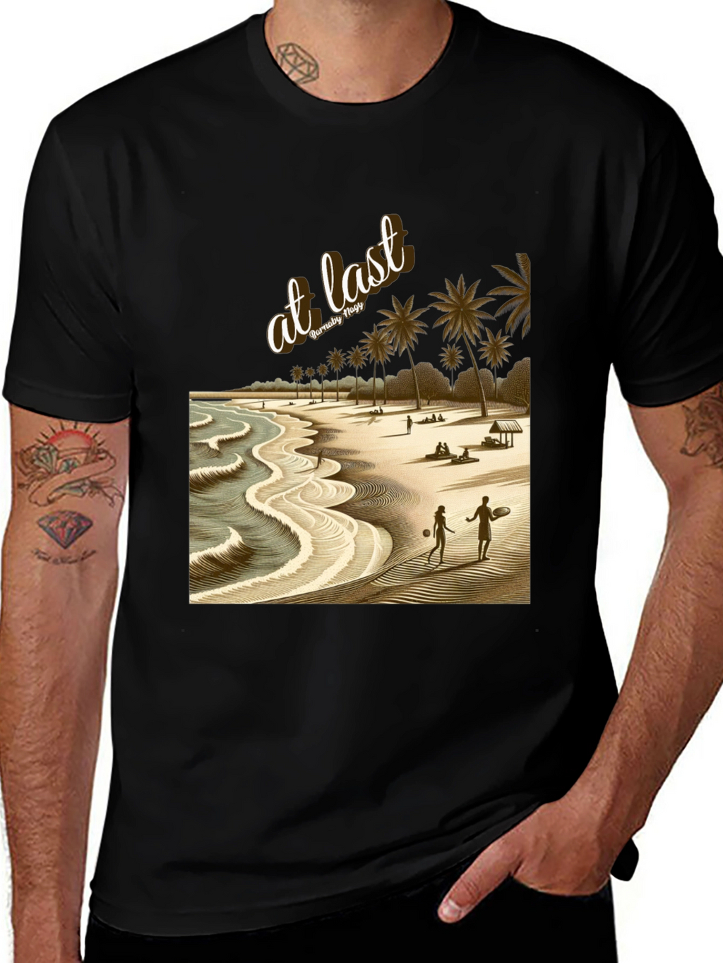 At Last Beach Scene Graphic T-Shirt