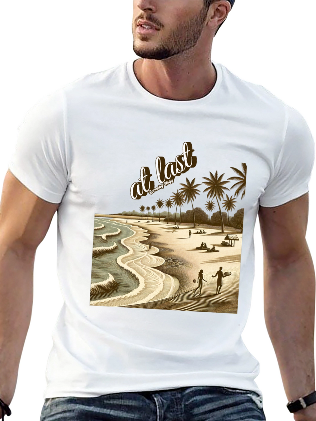 At Last Beach Scene Graphic T-Shirt