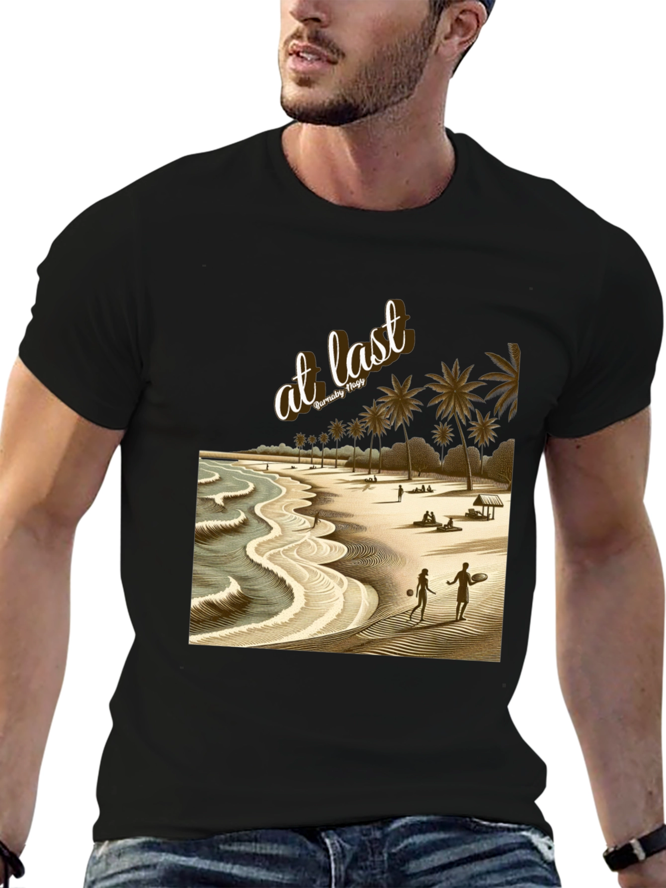 At Last Beach Scene Graphic T-Shirt