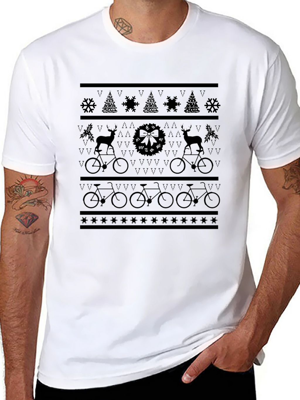 Holiday Cycling T-Shirt - Christmas Bike Design