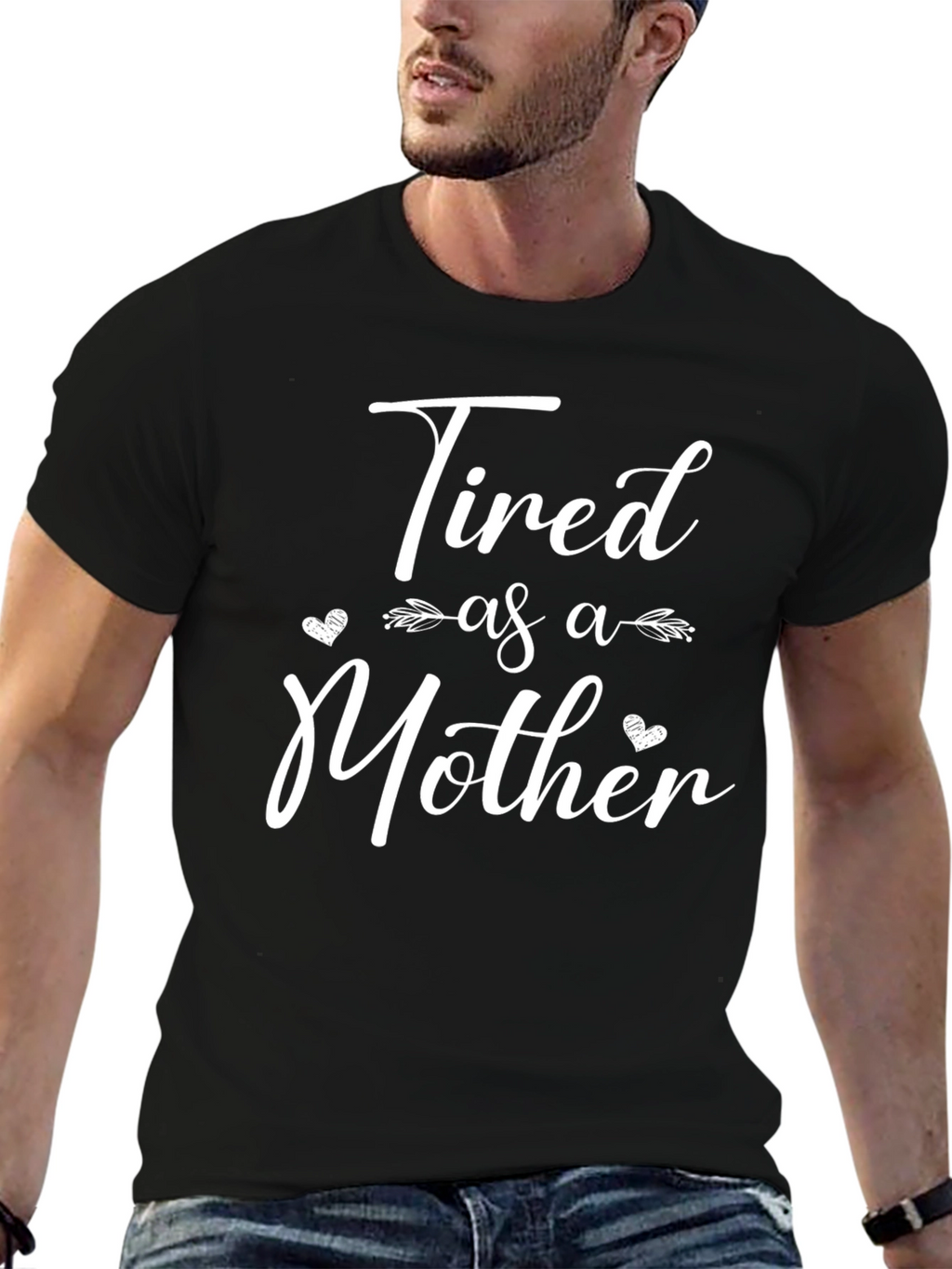 Tired as a Mother Graphic Tee Black Cotton Blend