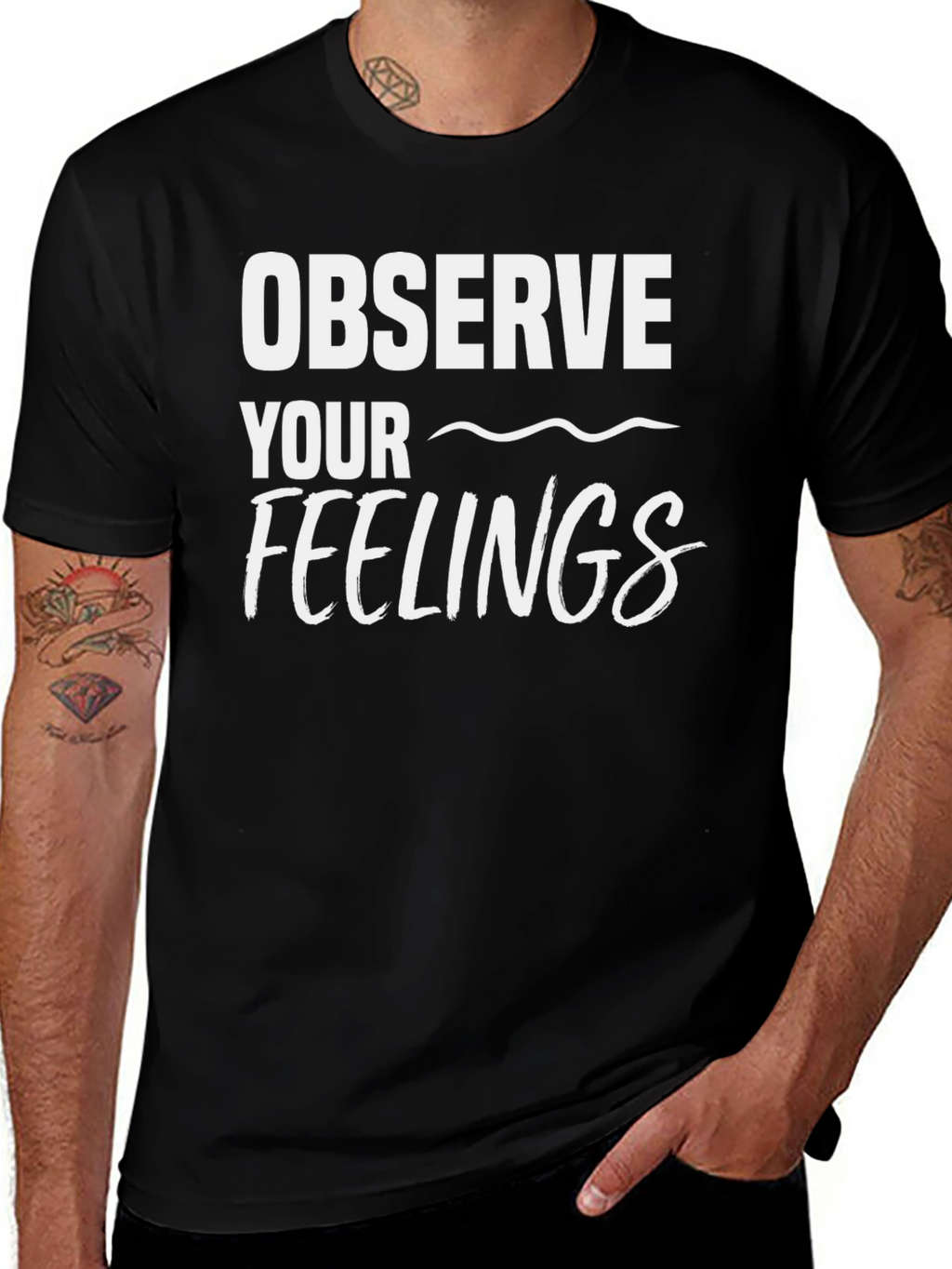Observe Your Feelings Black Graphic Tee