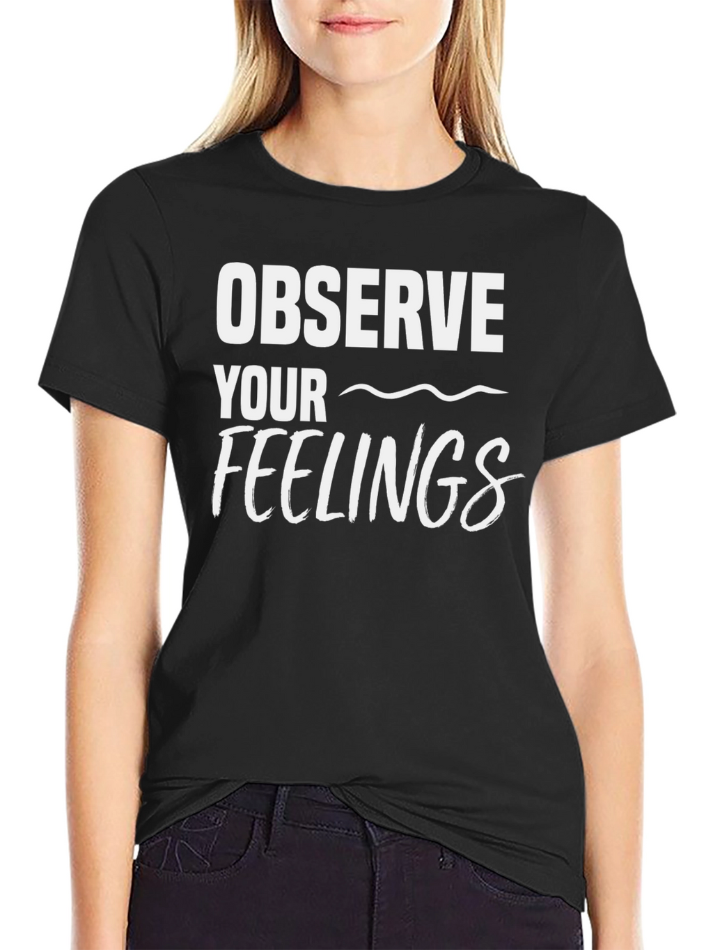 Observe Your Feelings Black Graphic Tee