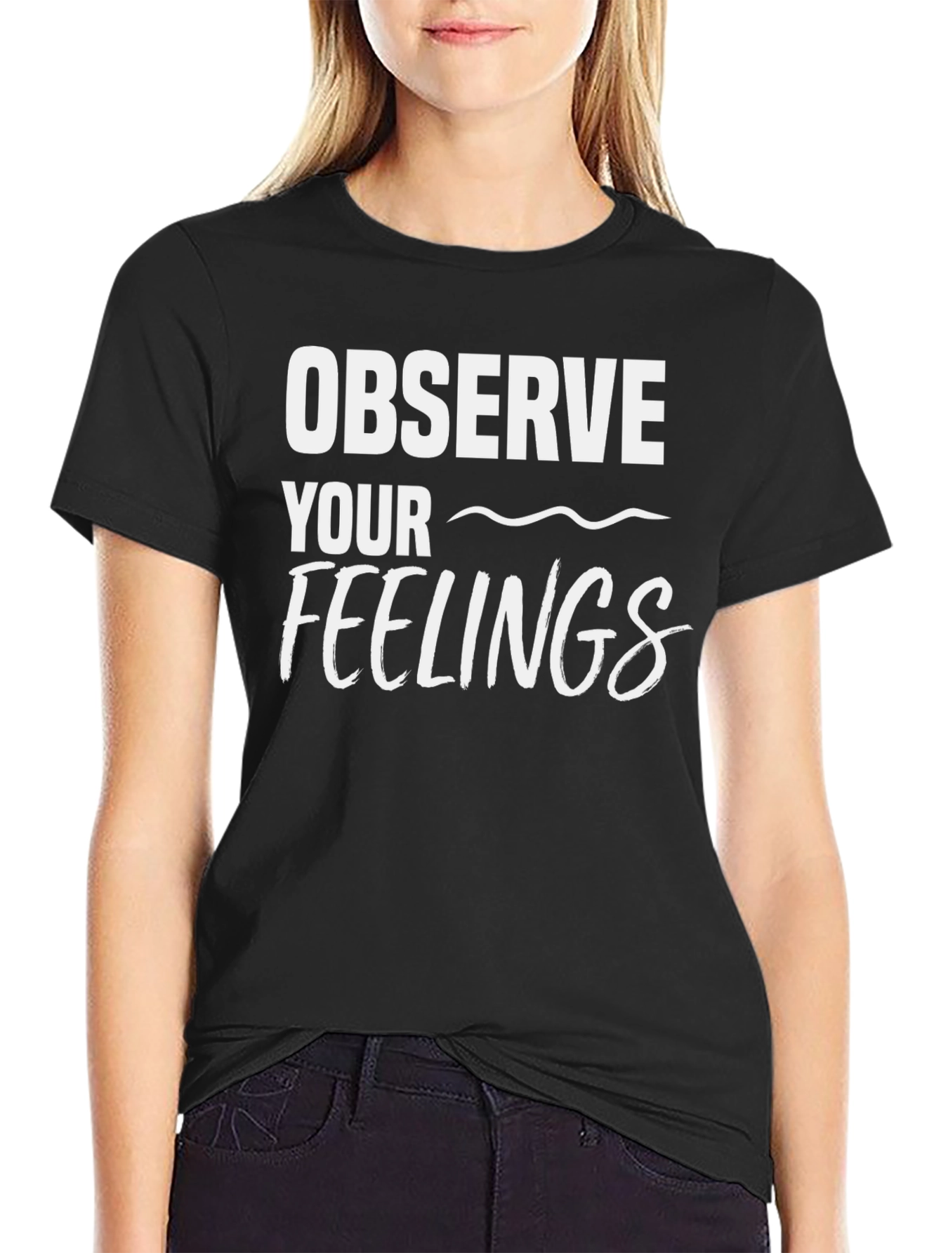 Observe Your Feelings Black Graphic Tee