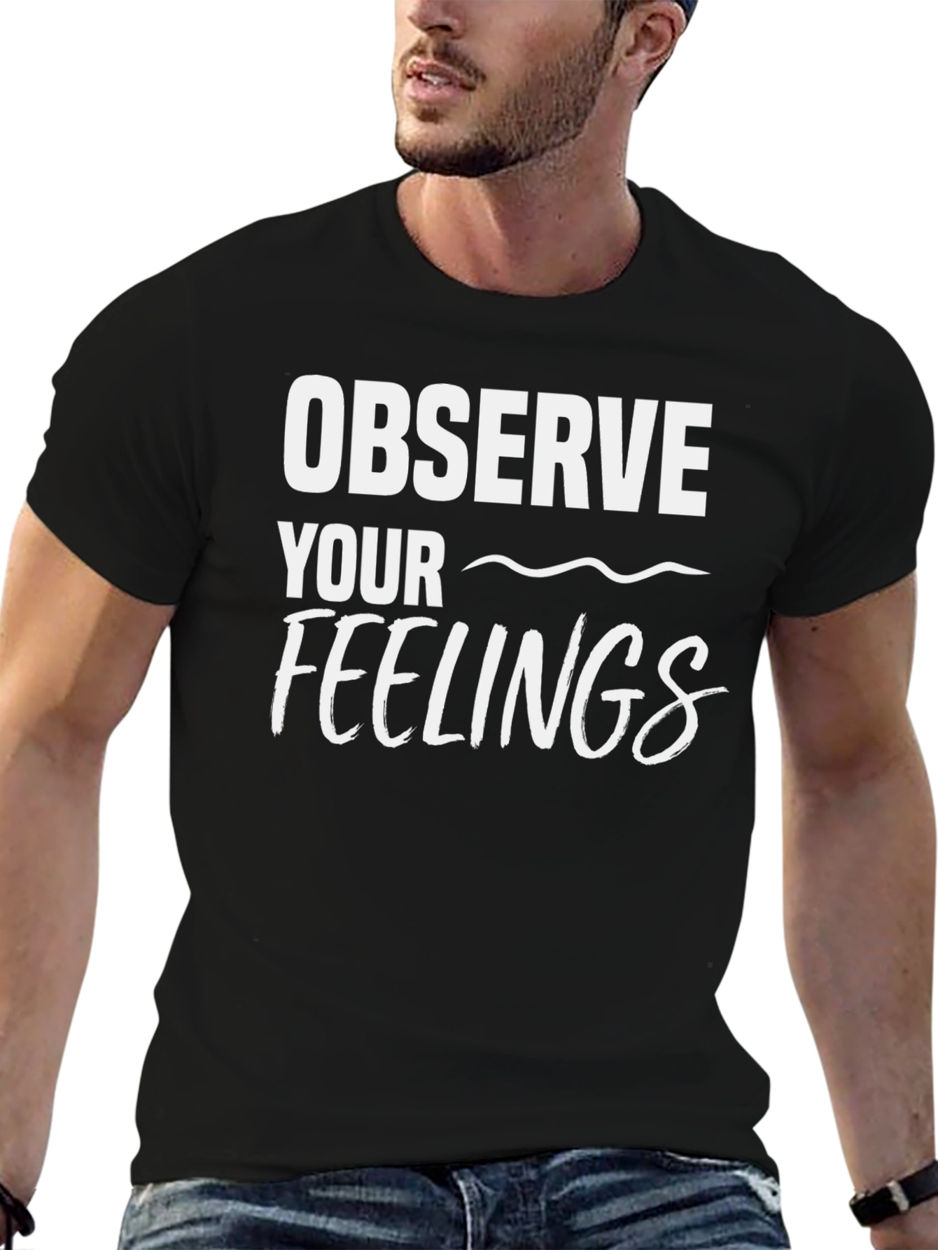 Observe Your Feelings Black Graphic Tee