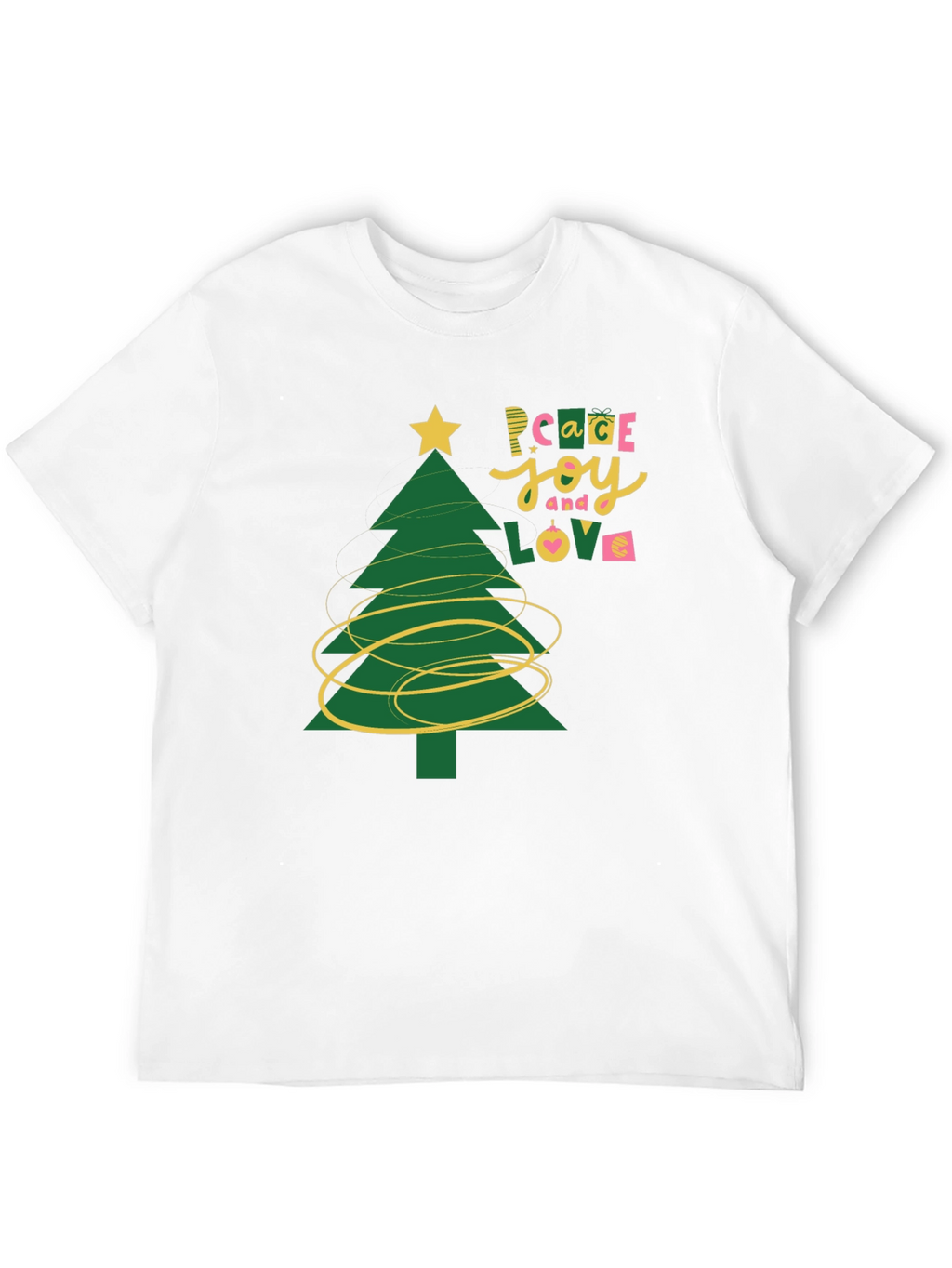 Peace Joy Love Christmas Tree Graphic Tee
