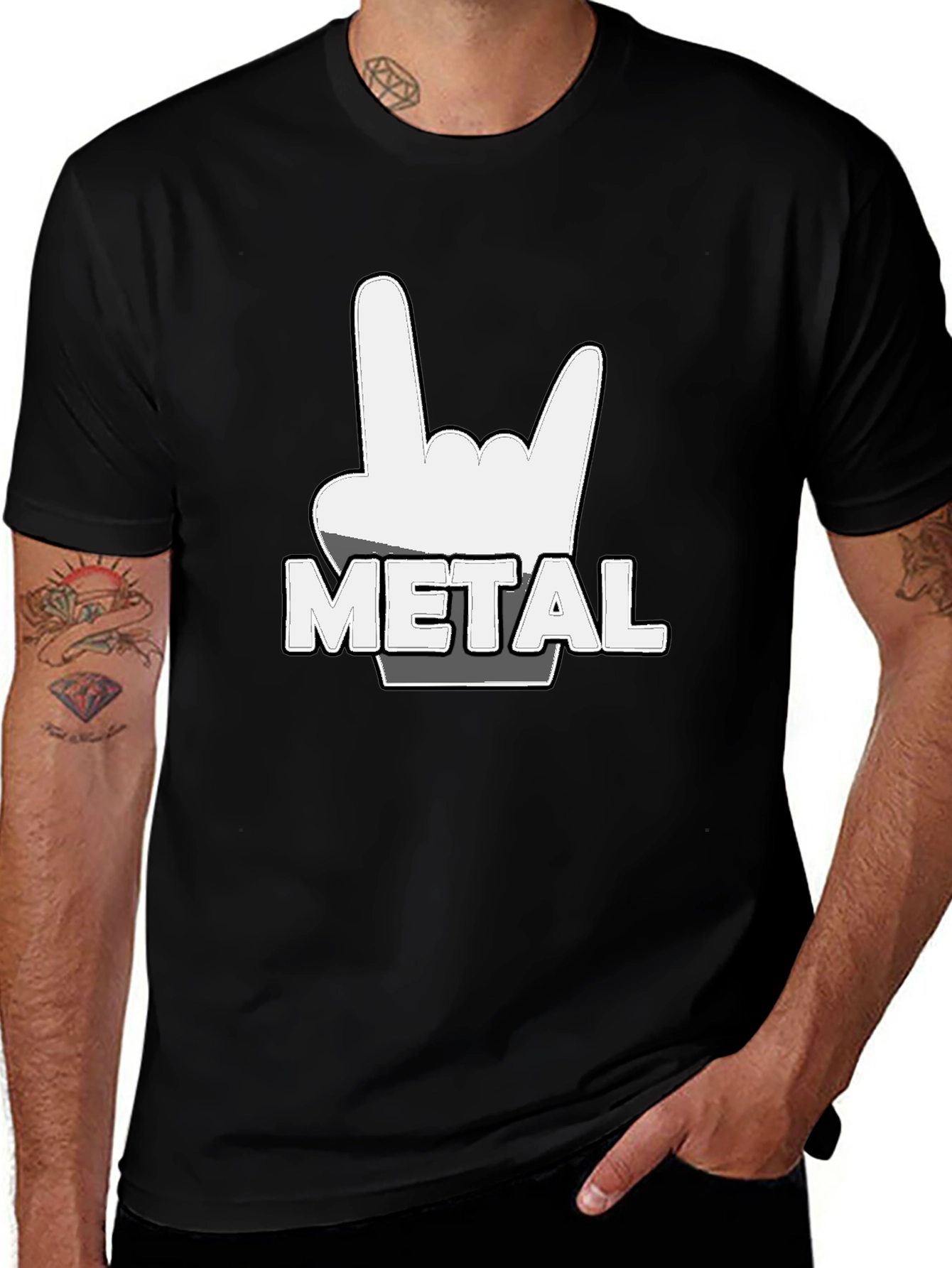 Metal Rock Hand T-Shirt - Black Tee
