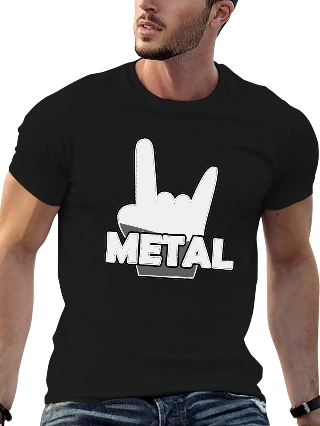 Metal Rock Hand T-Shirt - Black Tee