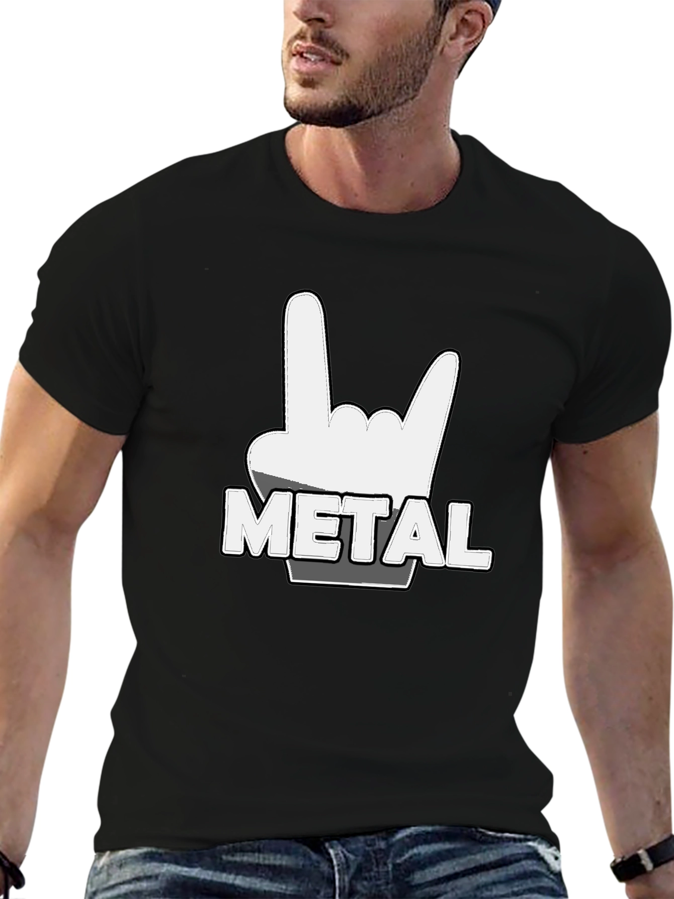 Metal Rock Hand T-Shirt - Black Tee