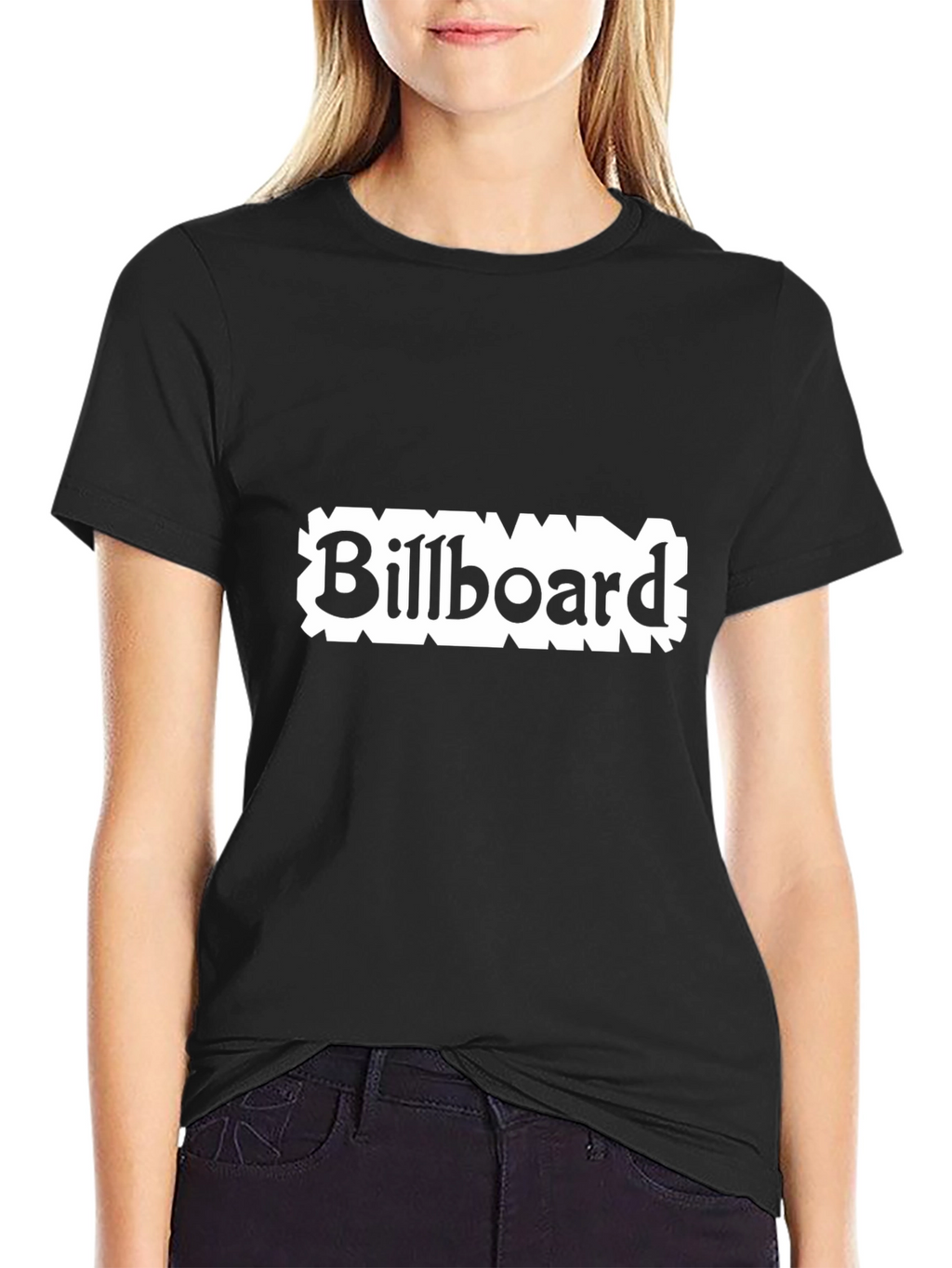 Billboard Graphic Tee - Black Cotton Blend T-Shirt