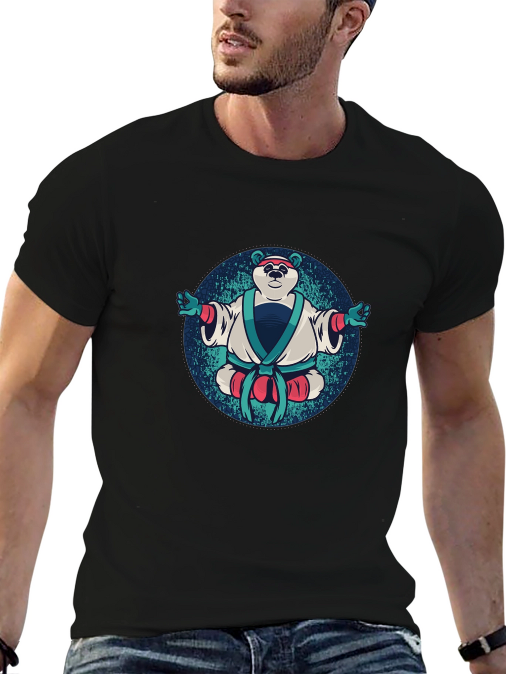 Zen Panda T-Shirt - Black Cotton Tee