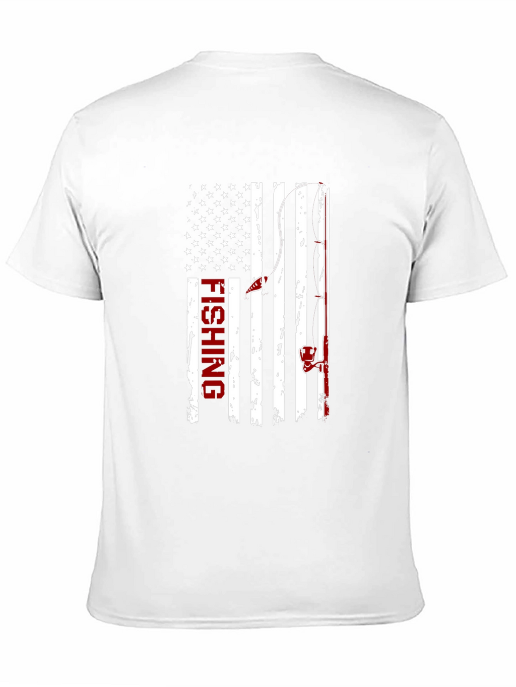 Fishing USA Flag Graphic Print Crew Neck T-Shirt