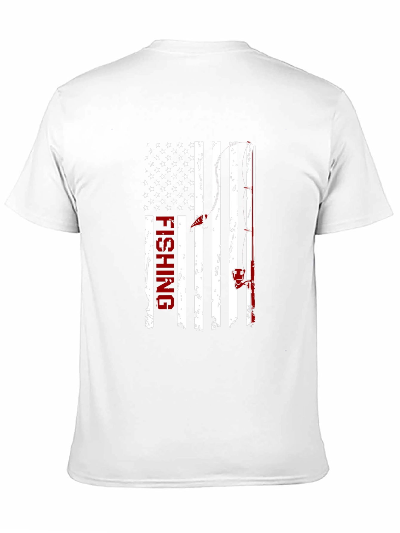 Fishing USA Flag Graphic Print Crew Neck T-Shirt