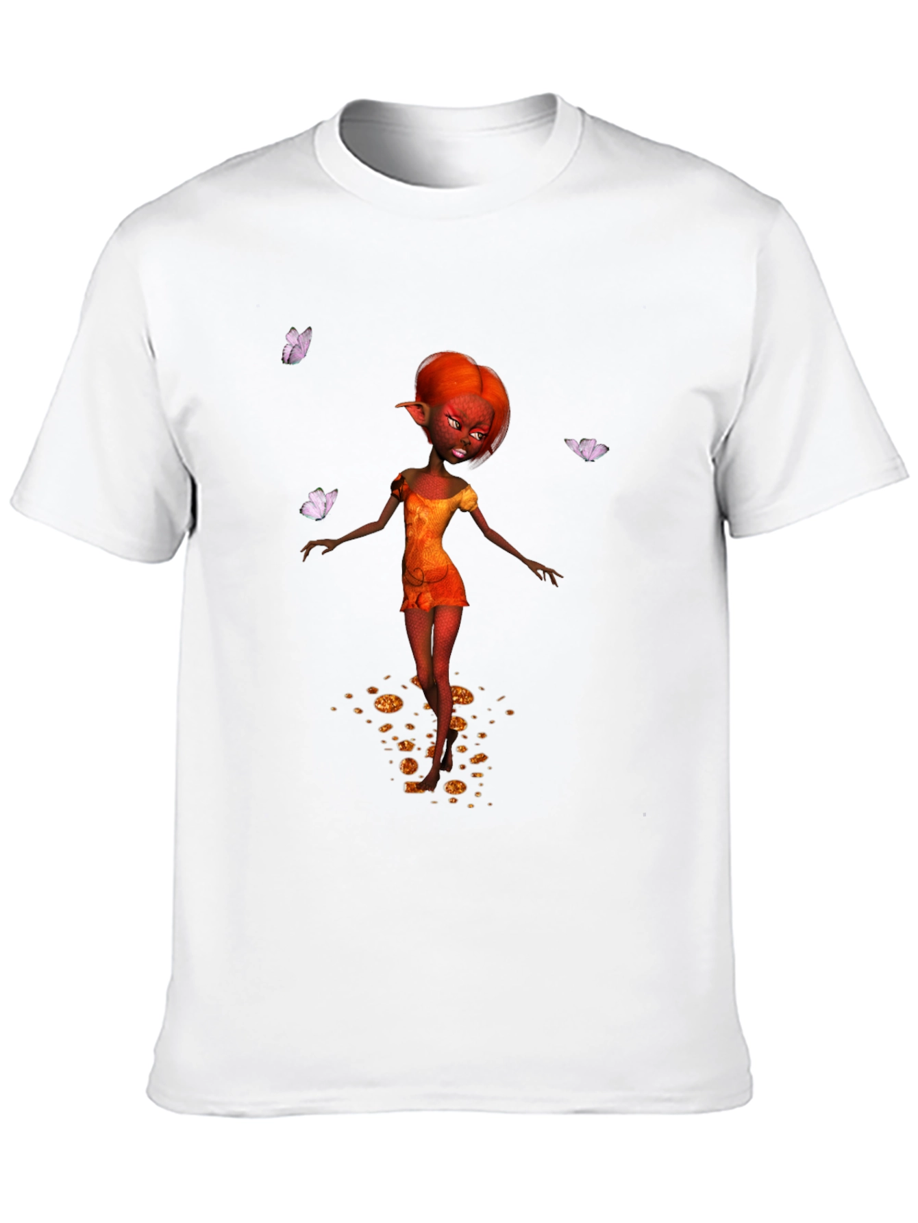 Fantasy Fairy Graphic Tee - Black Cotton Casual Wear