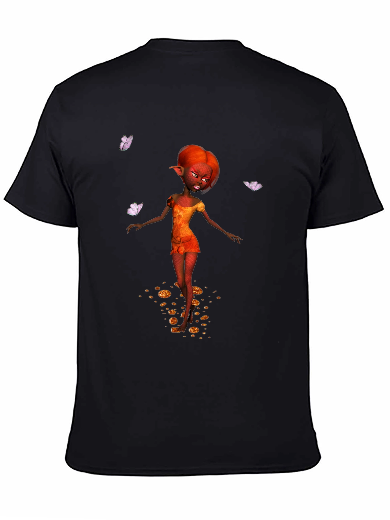 Fantasy Fairy Graphic Tee - Black Cotton Casual Wear