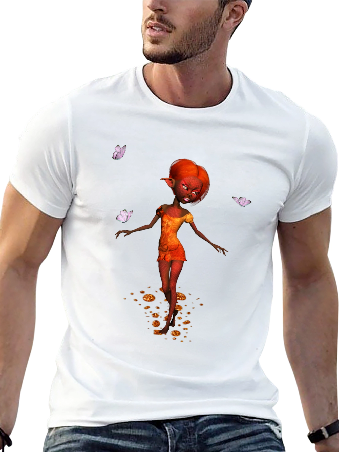 Fantasy Fairy Graphic Tee - Black Cotton Casual Wear