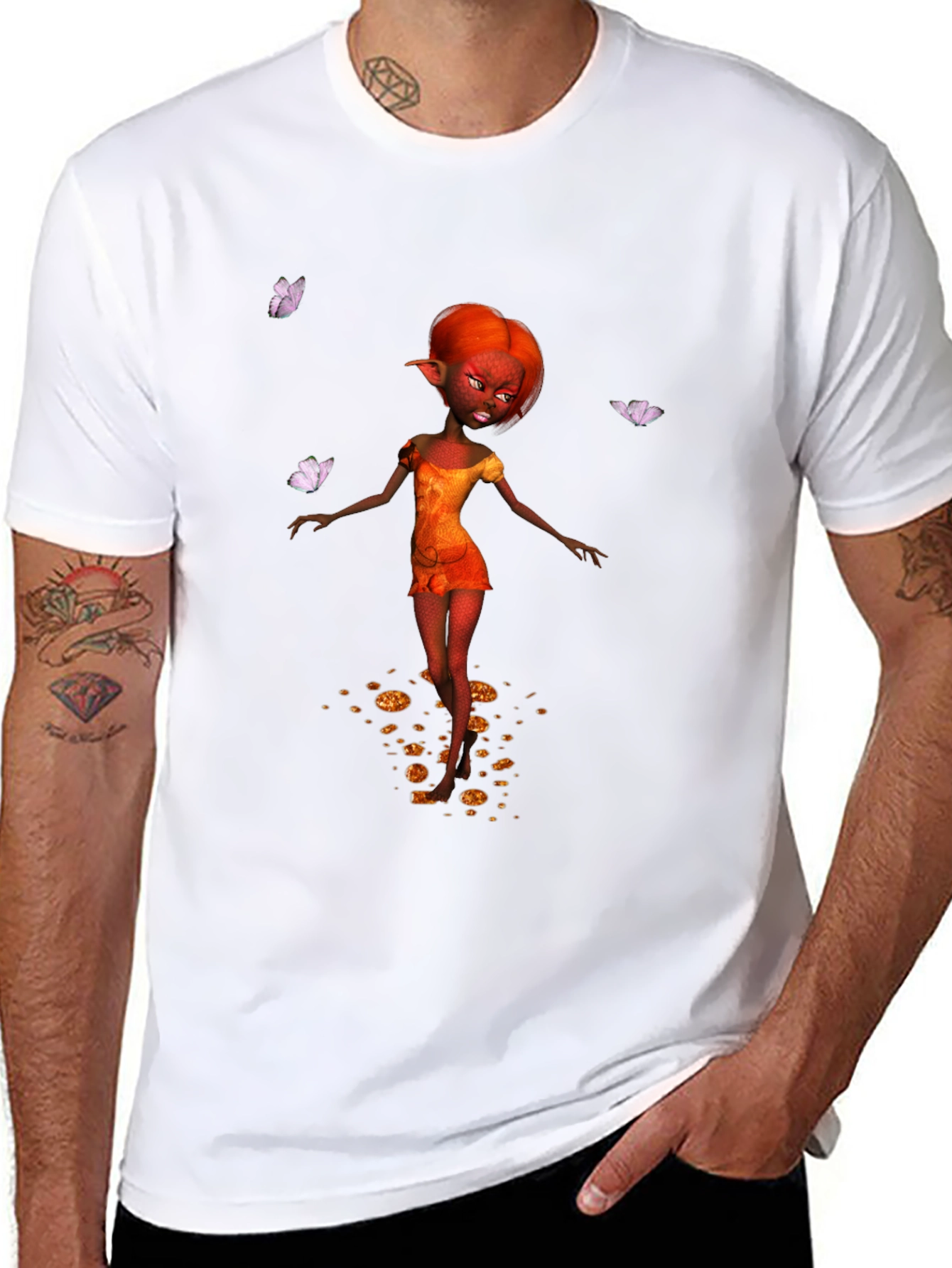 Fantasy Fairy Graphic Tee - Black Cotton Casual Wear