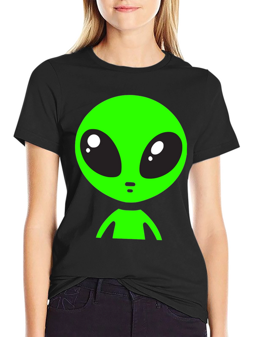 Alien Graphic Tee - Black Crew Neck T-Shirt