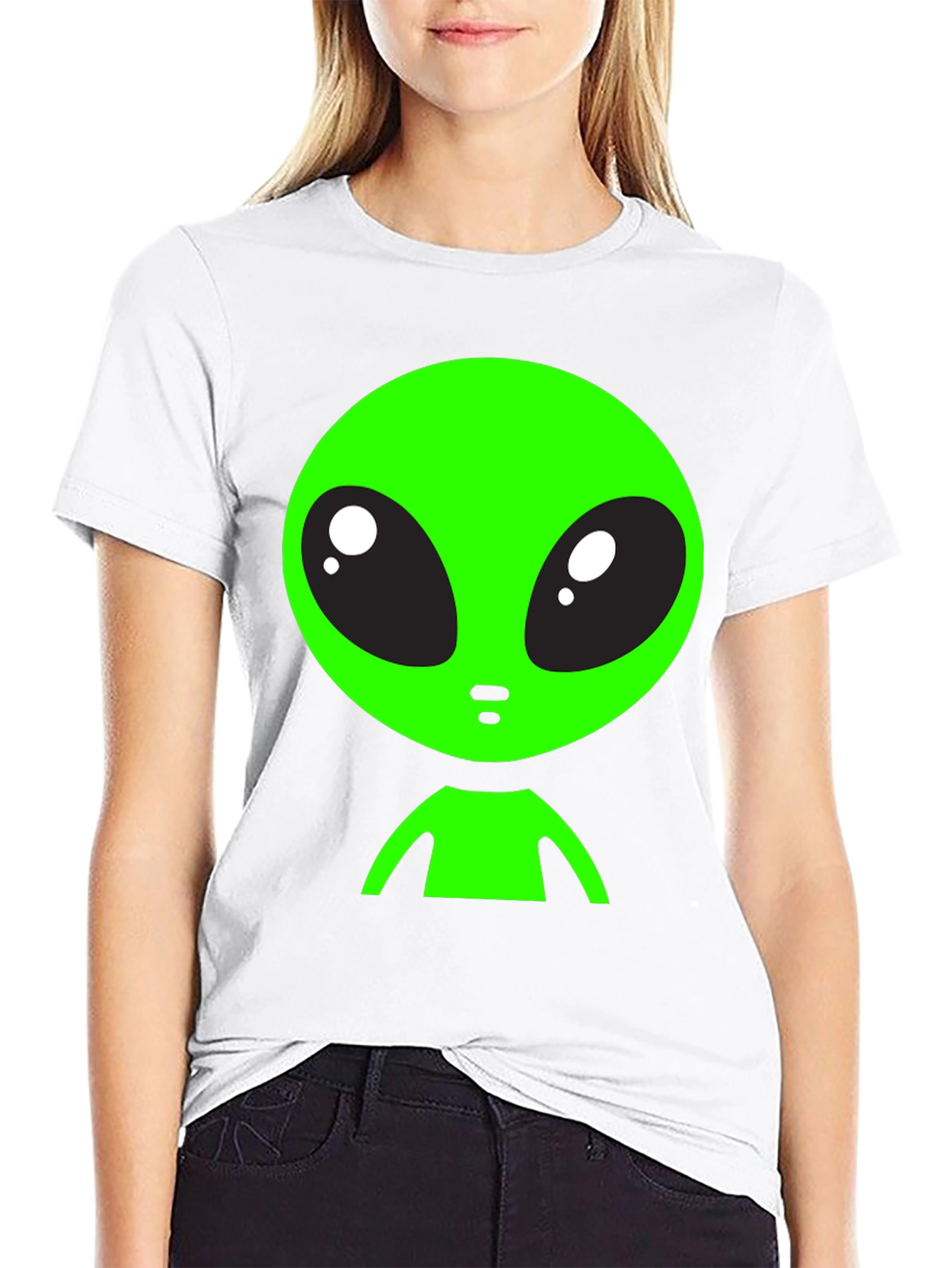 Alien Graphic Tee - Black Crew Neck T-Shirt