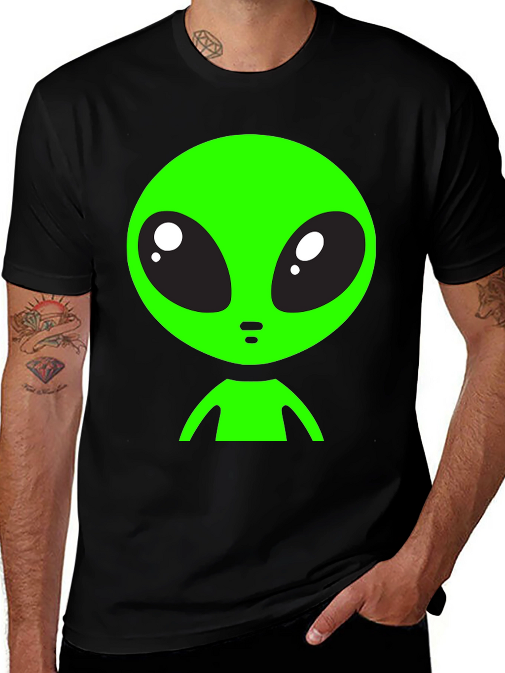 Alien Graphic Tee - Black Crew Neck T-Shirt