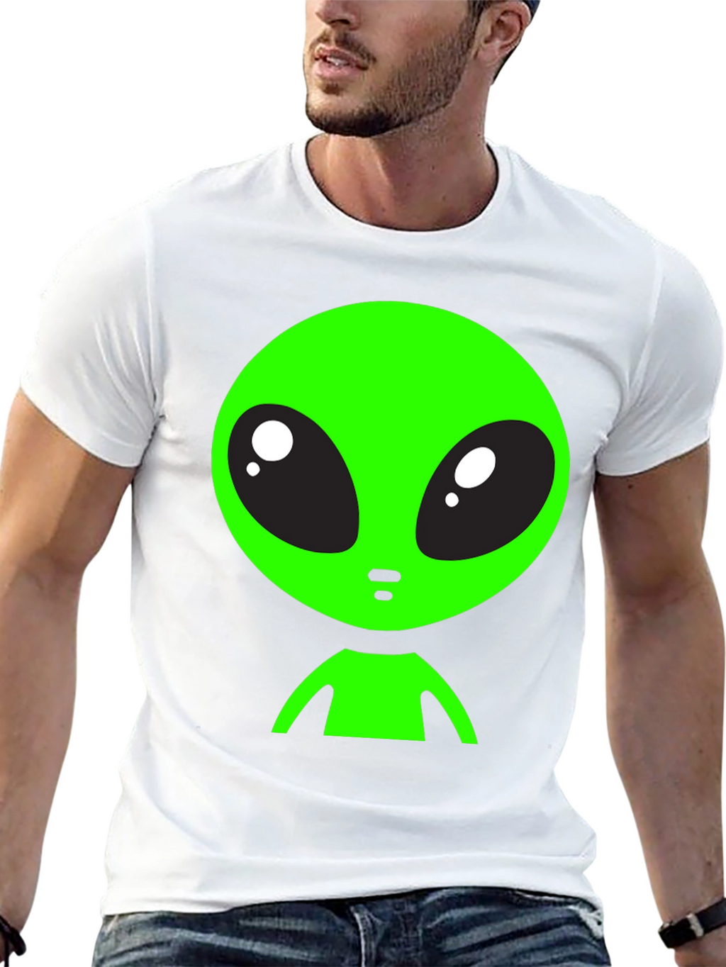 Alien Graphic Tee - Black Crew Neck T-Shirt