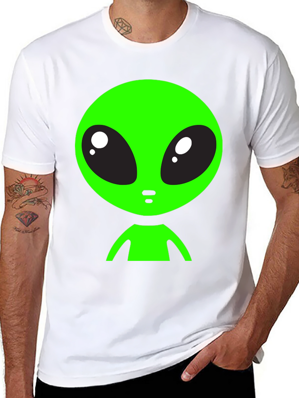 Alien Graphic Tee - Black Crew Neck T-Shirt