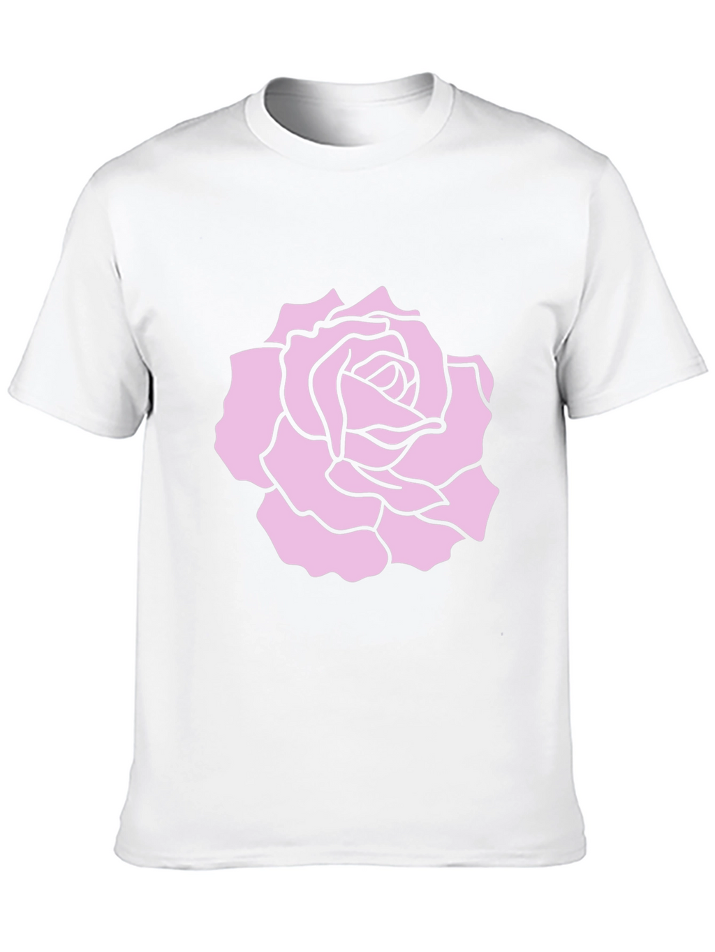 Black T-Shirt with Pink Rose Design