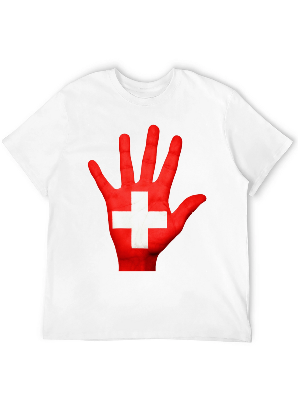 Swiss Flag Hand Print Graphic T-Shirt