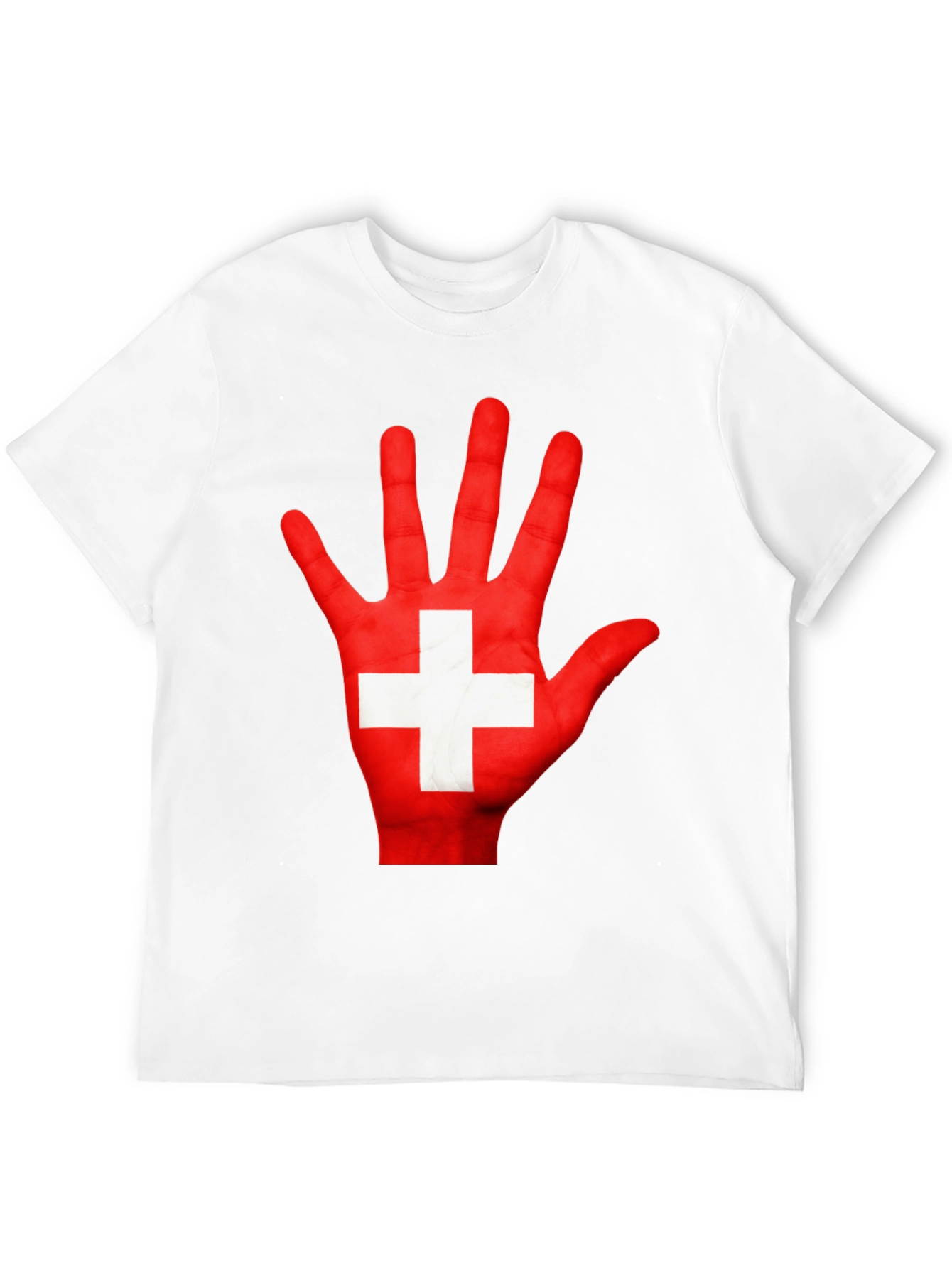 Swiss Flag Hand Print Graphic T-Shirt
