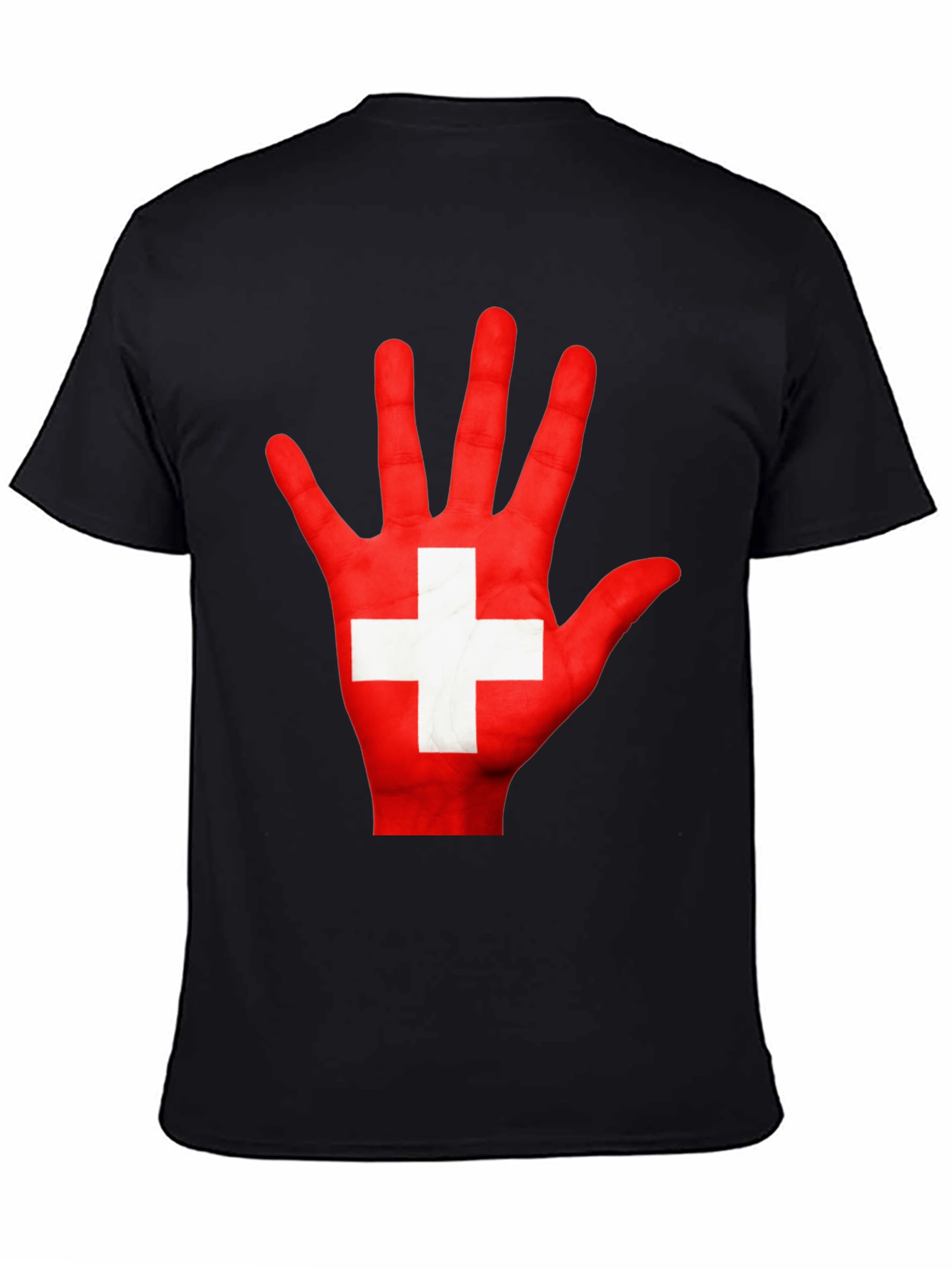 Swiss Flag Hand Print Graphic T-Shirt