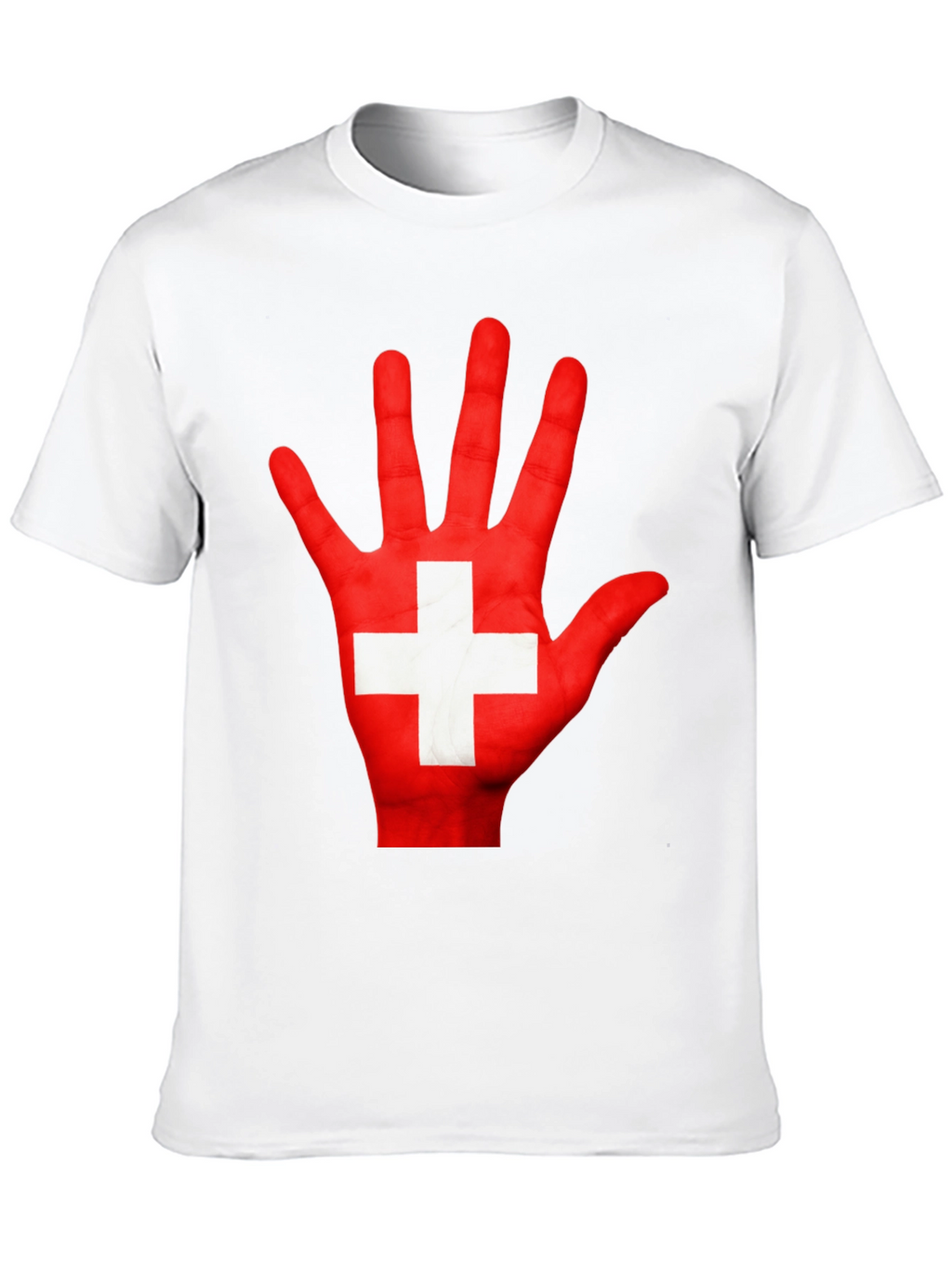 Swiss Flag Hand Print Graphic T-Shirt
