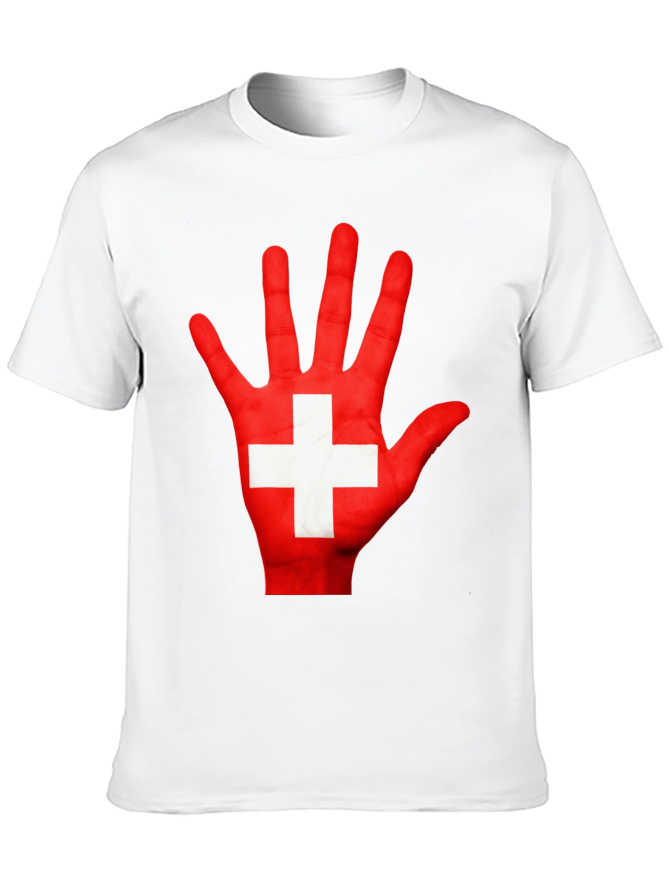Swiss Flag Hand Print Graphic T-Shirt