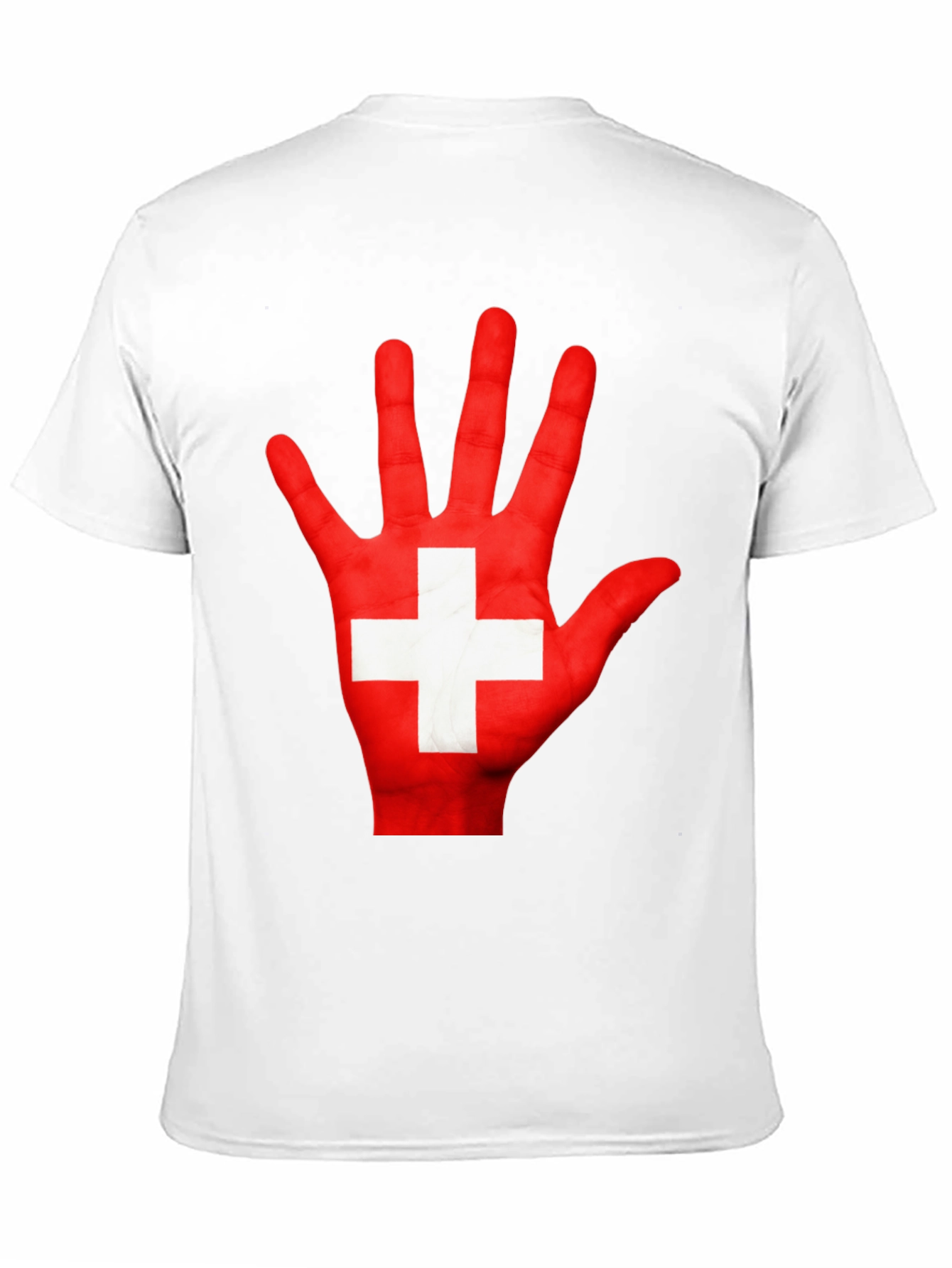 Swiss Flag Hand Print Graphic T-Shirt