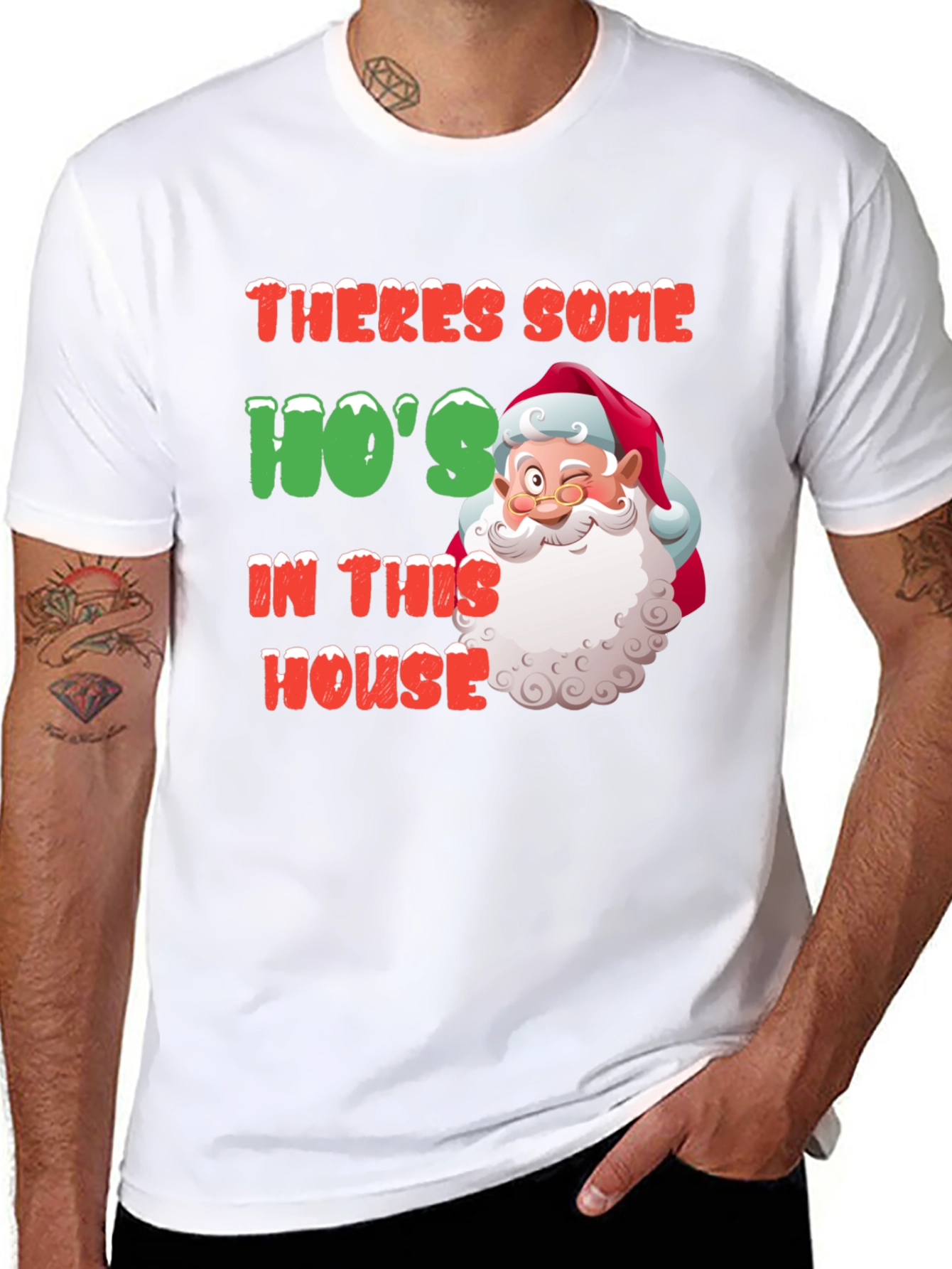 Funny Santa Hos In This House Christmas T-Shirt