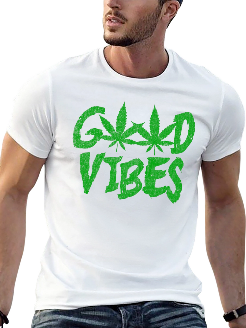 Good Vibes T-Shirt - Marijuana Leaf Design