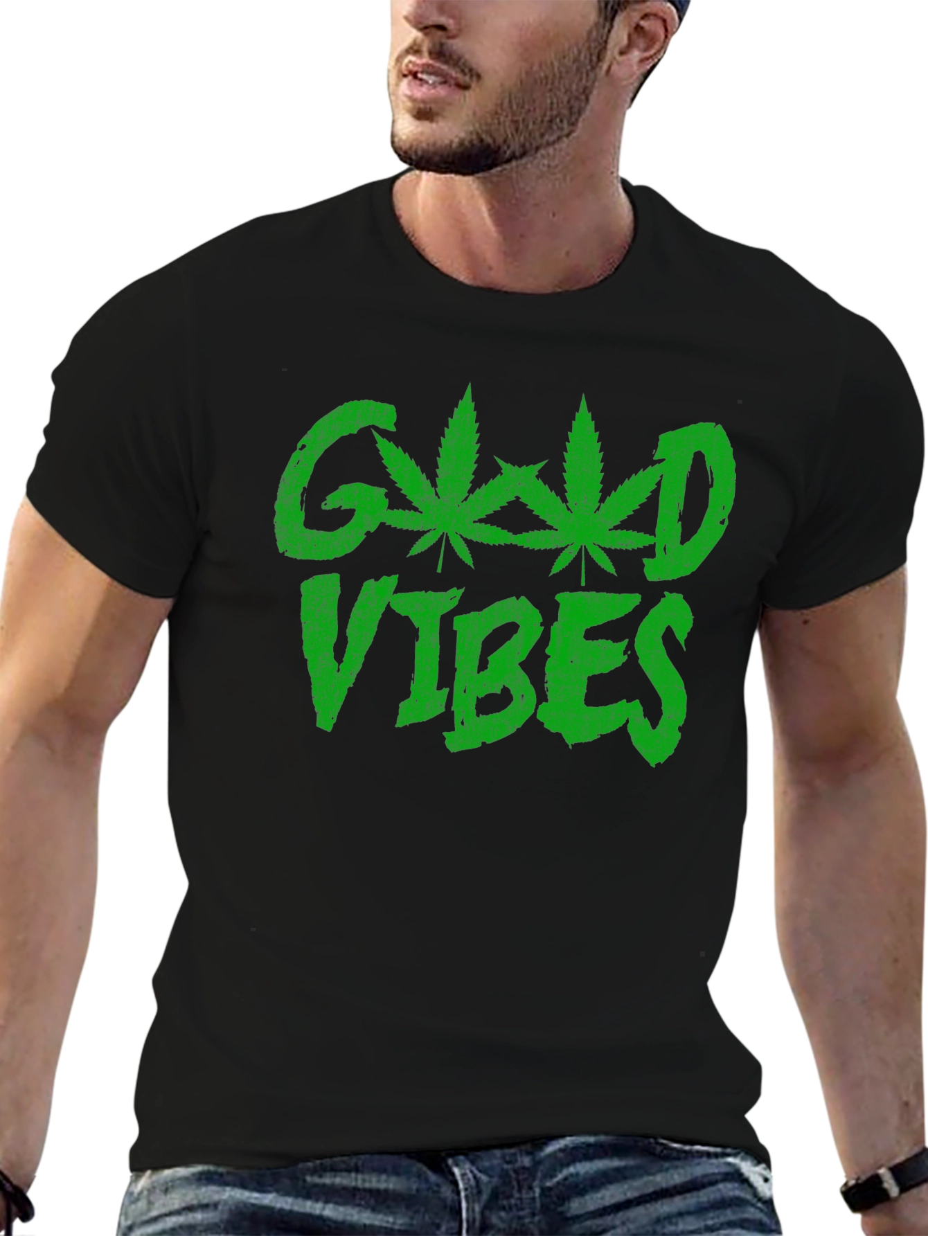 Good Vibes T-Shirt - Marijuana Leaf Design