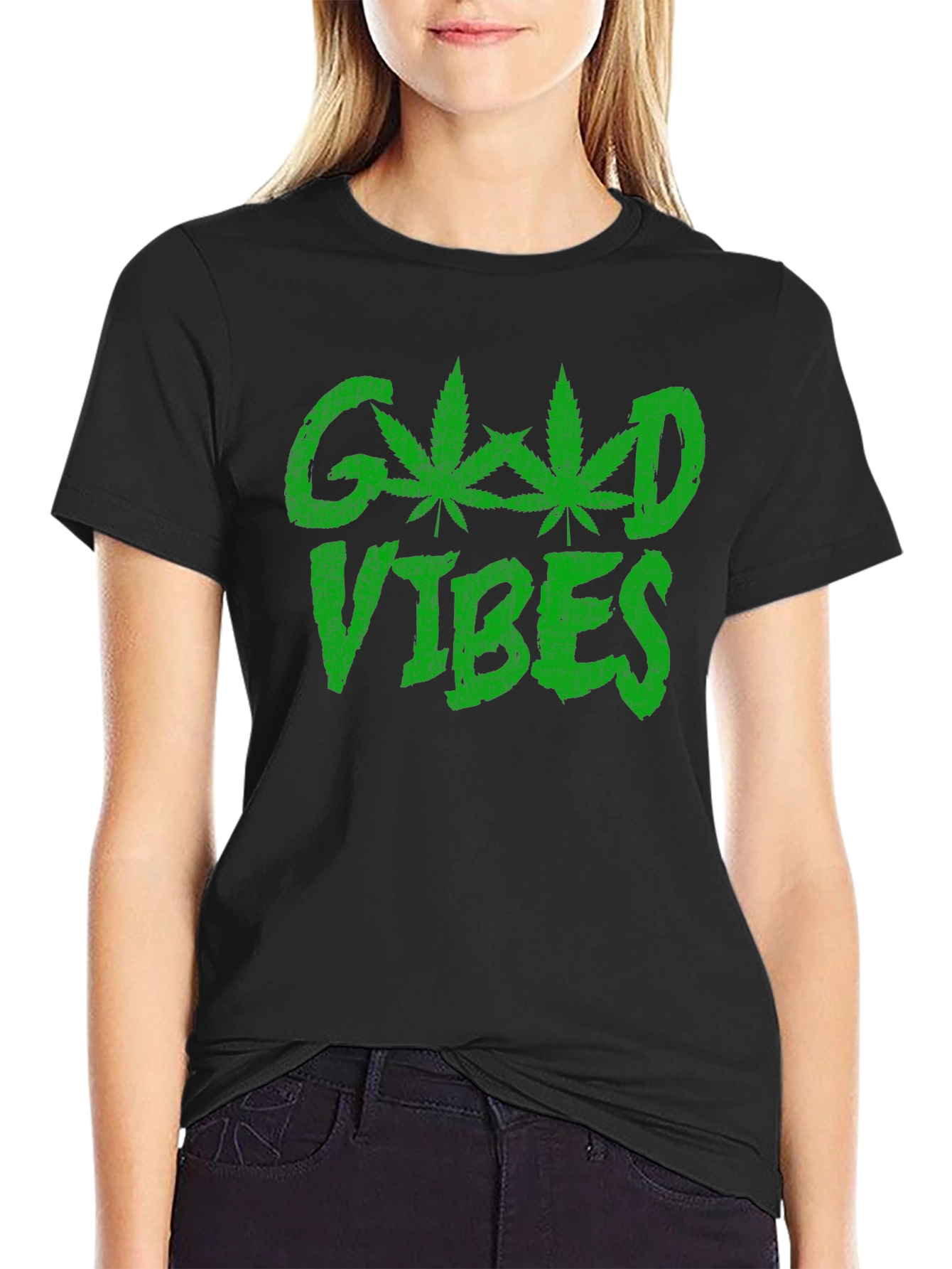 Good Vibes T-Shirt - Marijuana Leaf Design
