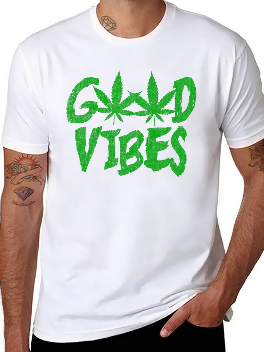 Good Vibes T-Shirt - Marijuana Leaf Design