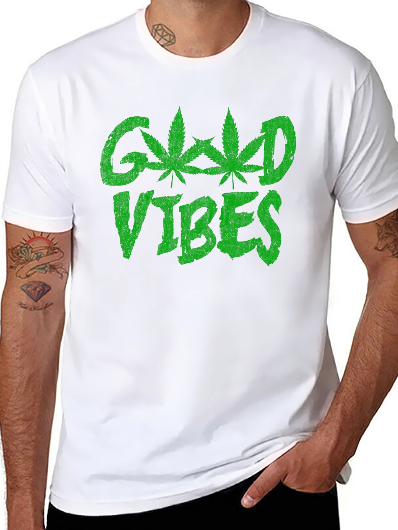 Good Vibes T-Shirt - Marijuana Leaf Design